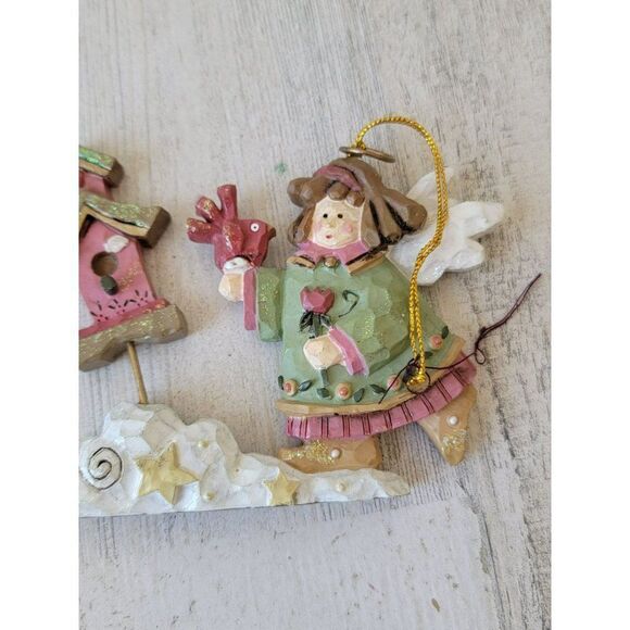 Kurt Adler Angel birdhouse folk art glitter star ornament - Picture 3 of 6